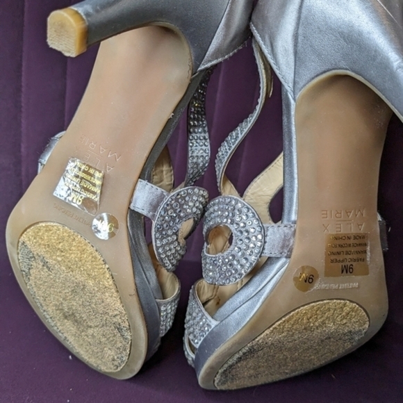 Alex Marie‎ Rhinestone Silver Size 9 Formal Heels - Picture 5 of 6